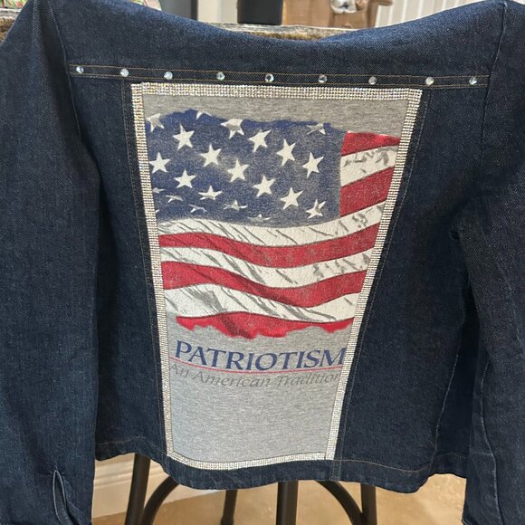 USA Patriotism America Flag Denim Jacket - Picture 1 of 5